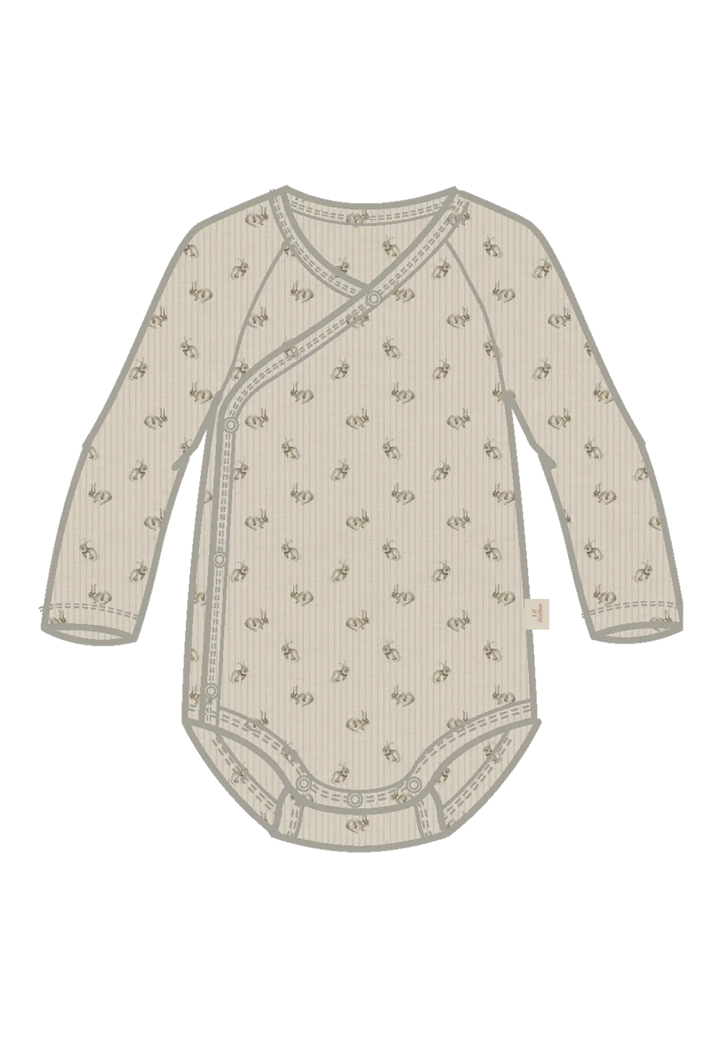 Lil Atelier Baby | Lavo Unisex Omslags body - Turtledove KANIN