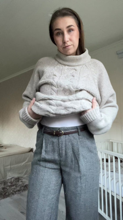 Anna b Official Voksen | Bjork Unisex Strikket ullgenser - Beige Melange