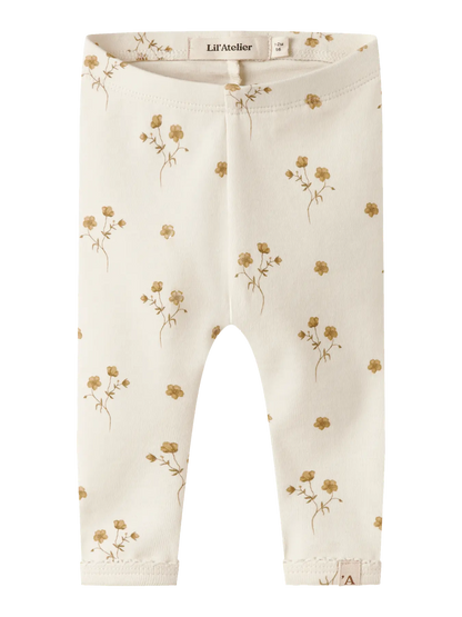 Lil Atelier BABY | Layo Slim Leggings - Coconut Milk FLOWER YELLOW