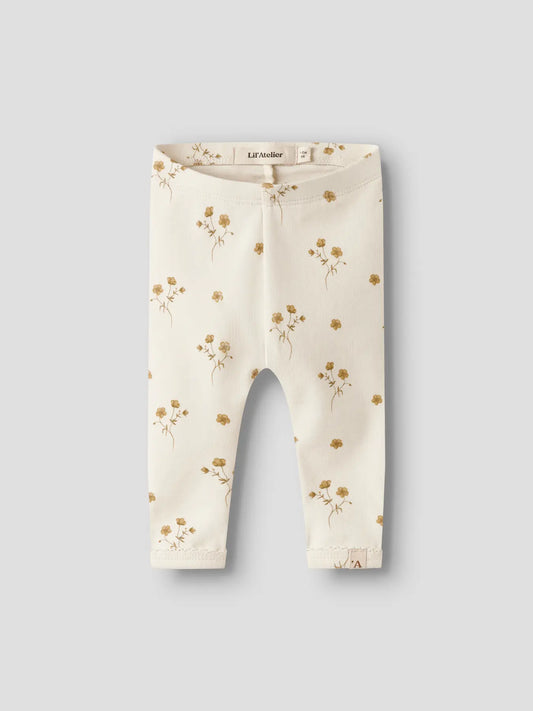 Lil Atelier BABY | Layo Slim Leggings - Coconut Milk FLOWER YELLOW