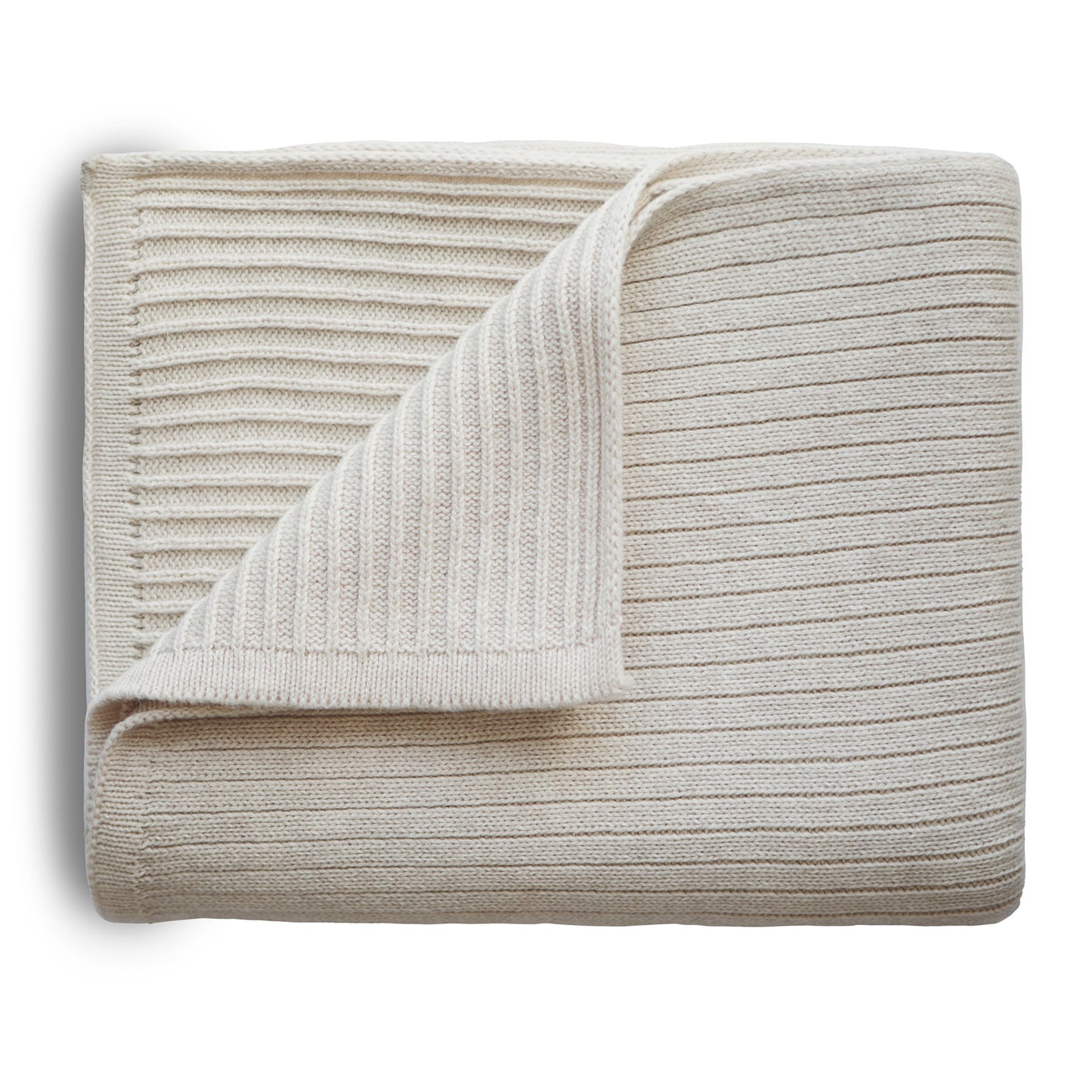 Mushie | Ribbed Strikket Babyteppe - Beige Melange